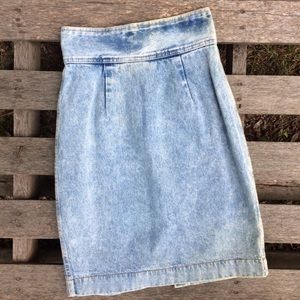 Vintage 80's acid washed high waisted pencil skirt